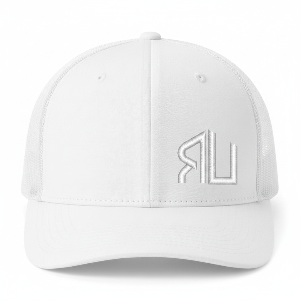 All white hat with white RU logo