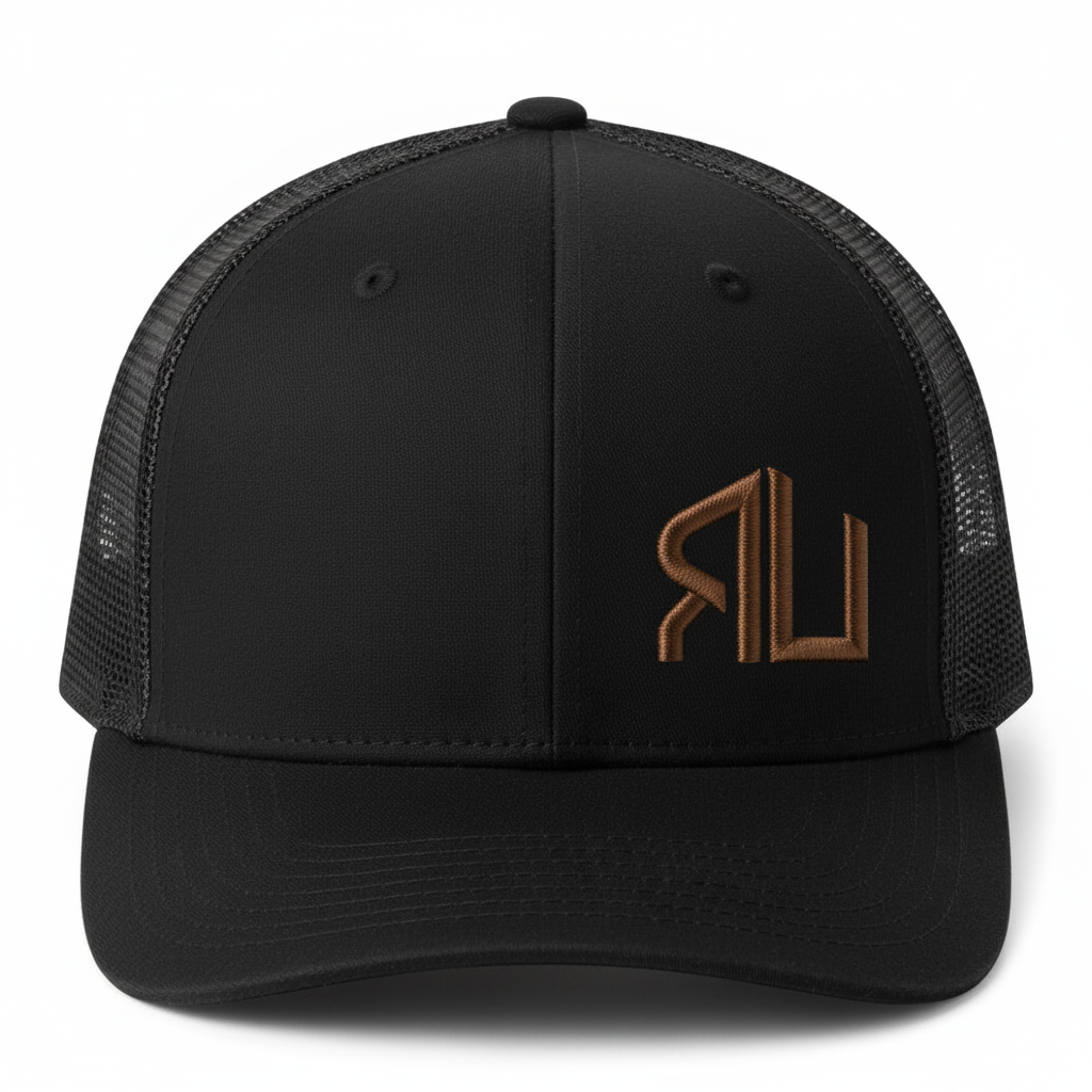 Black hat with brown RU logo
