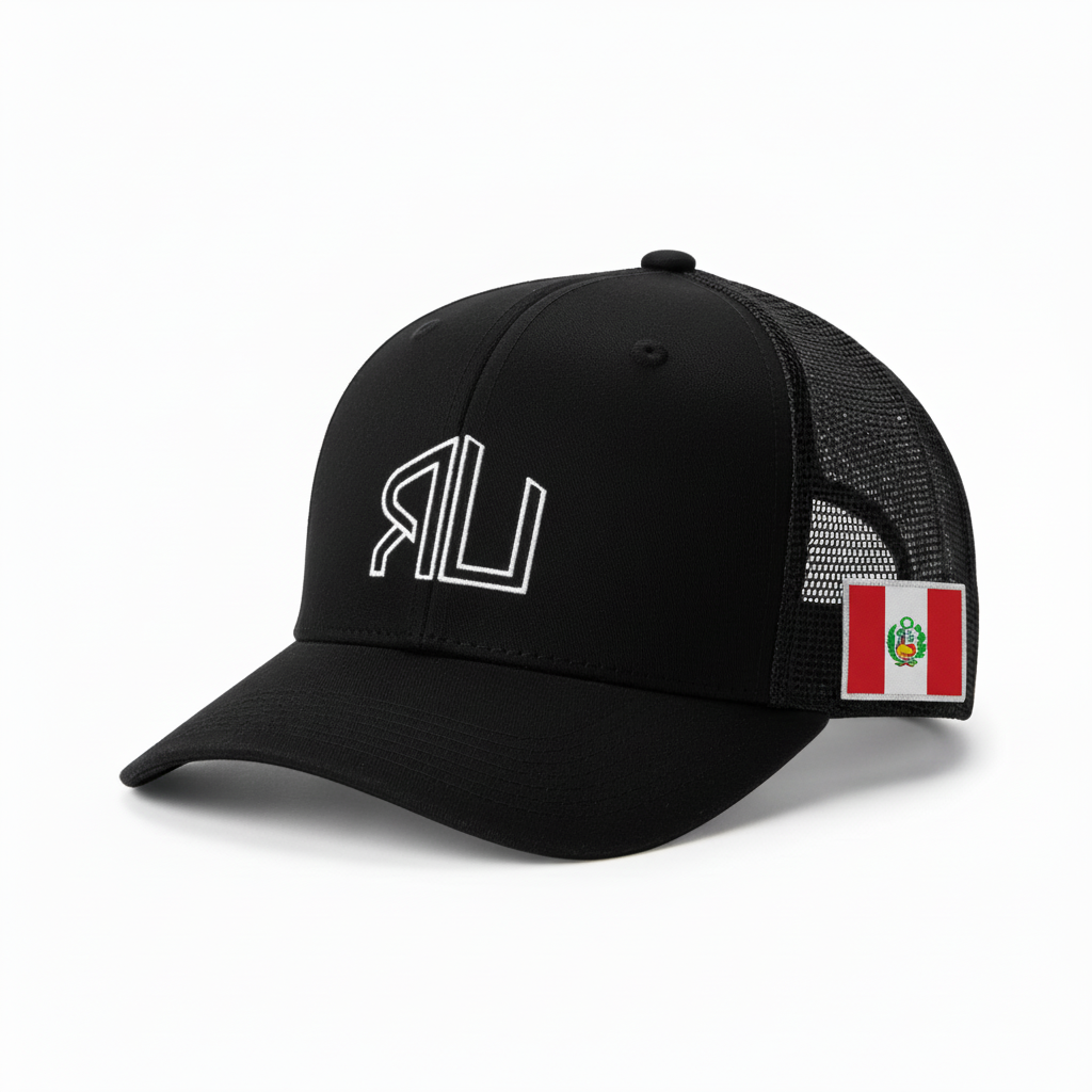 Black hat with Peruvian flag